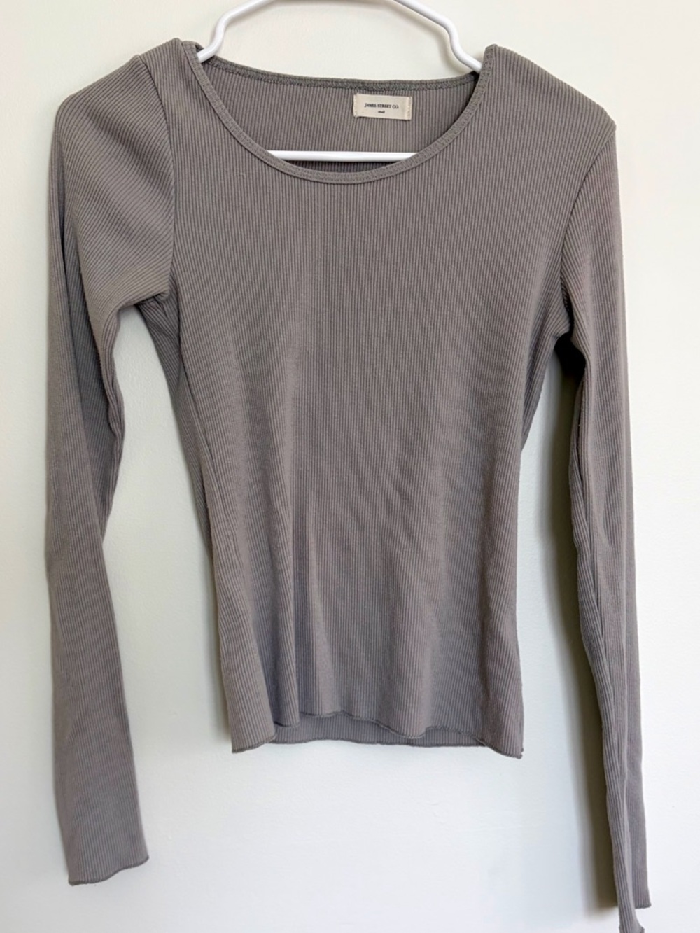 James Street Co. Long Sleeve Ribbed Top - Gray